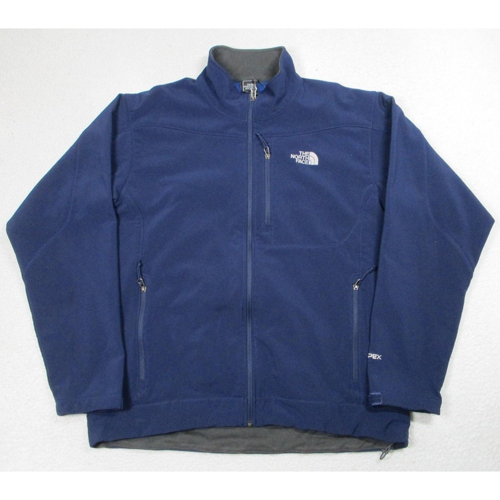 The North Face Apex Jacket Mens XL Blue Softshell Windbreaker Full Zip Hiking